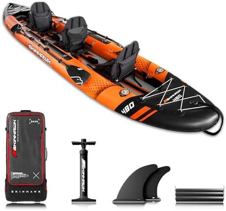 SKINHAWK Exclusiv Orange kajak zestaw 480 – ponton – 480 x 96 cm – 3-osobowy kajak